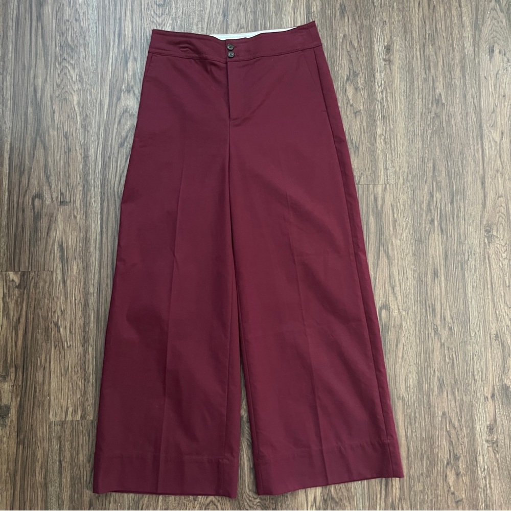 NWT J.Crew High-Rise Wide Leg Chino 10P Vintage Burgundy